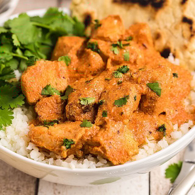 Slow Cooker Dairy Free Butter Chicken with Cauliflower Rice xoxoBella