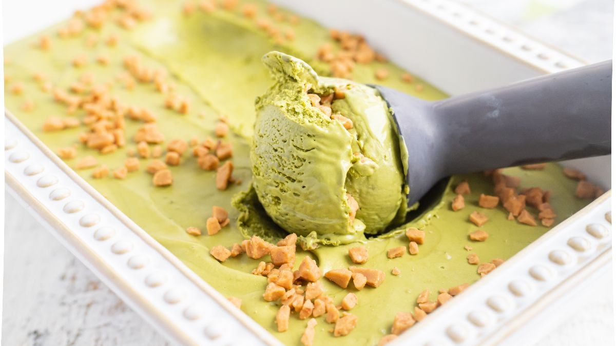 No Churn Matcha Dulce de Leche Ice Cream