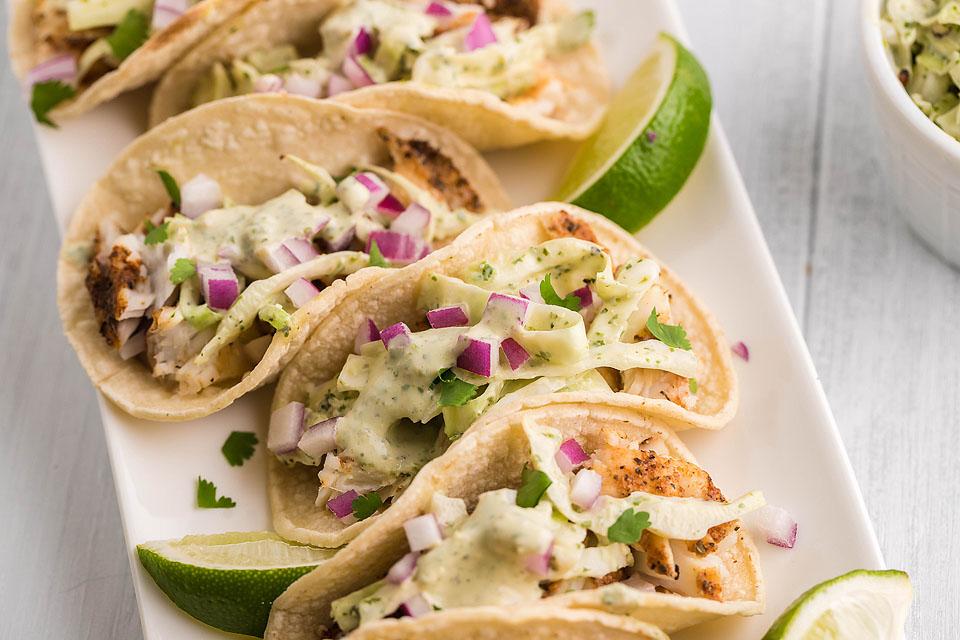 Smoker Grilled Fish Tacos with Garlic Cilantro Lime Coleslaw - xoxoBella