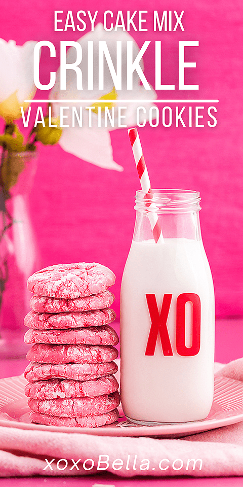 Valentine Crinkle Cookies - Easy Cake Mix Cookies - xoxoBella