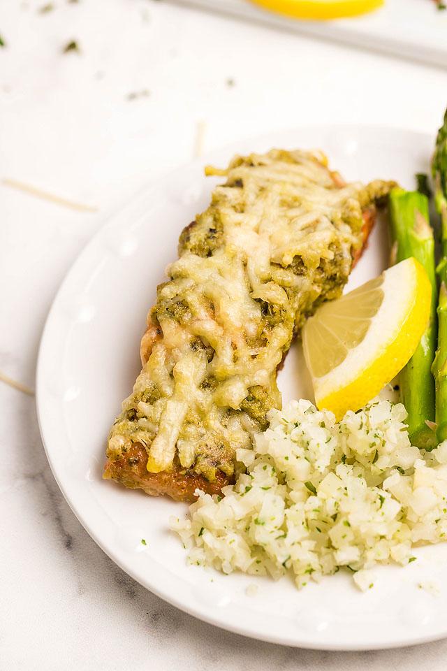 Air Fryer Parmesan Pesto Crusted Salmon Fillets xoxoBella