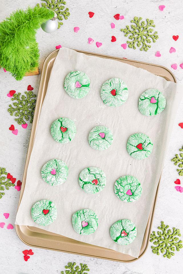 Grinch Crinkle Cookies - ZEN AND HONEY