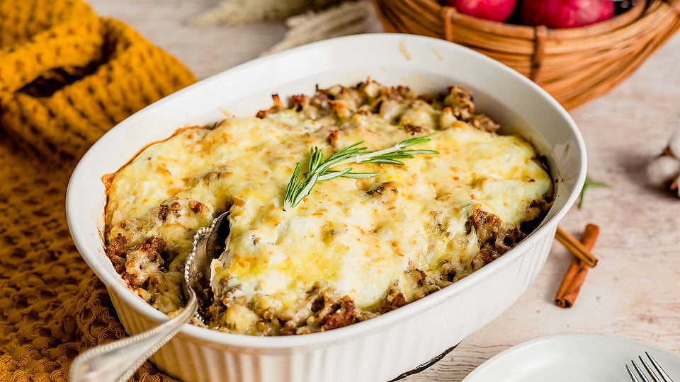 Apple, Gouda and Sausage Breakfast Casserole xoxoBella