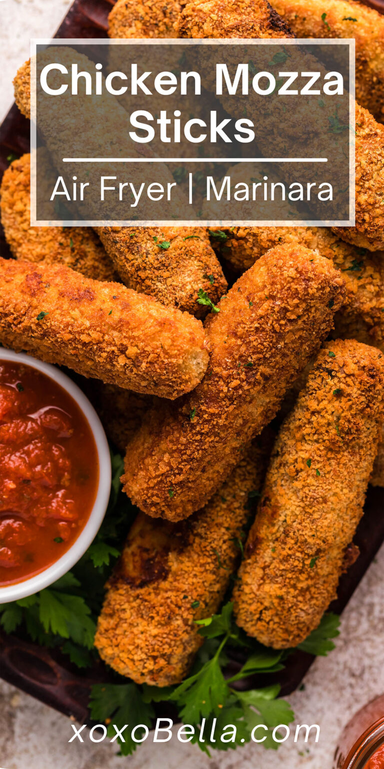 Air Fryer Chicken Mozzarella Sticks with Marinara Dip xoxoBella