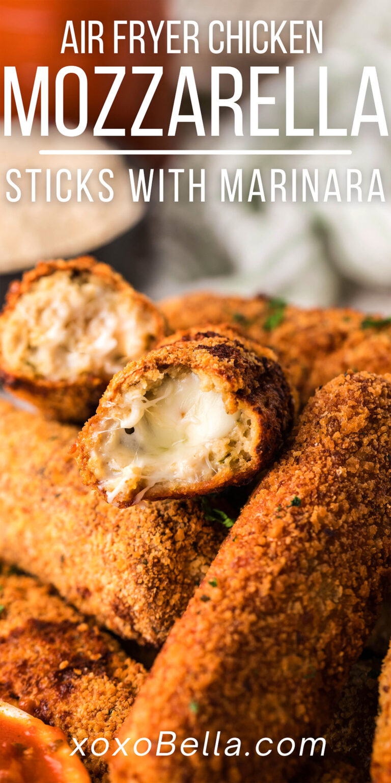 Air Fryer Chicken Mozzarella Sticks with Marinara Dip xoxoBella