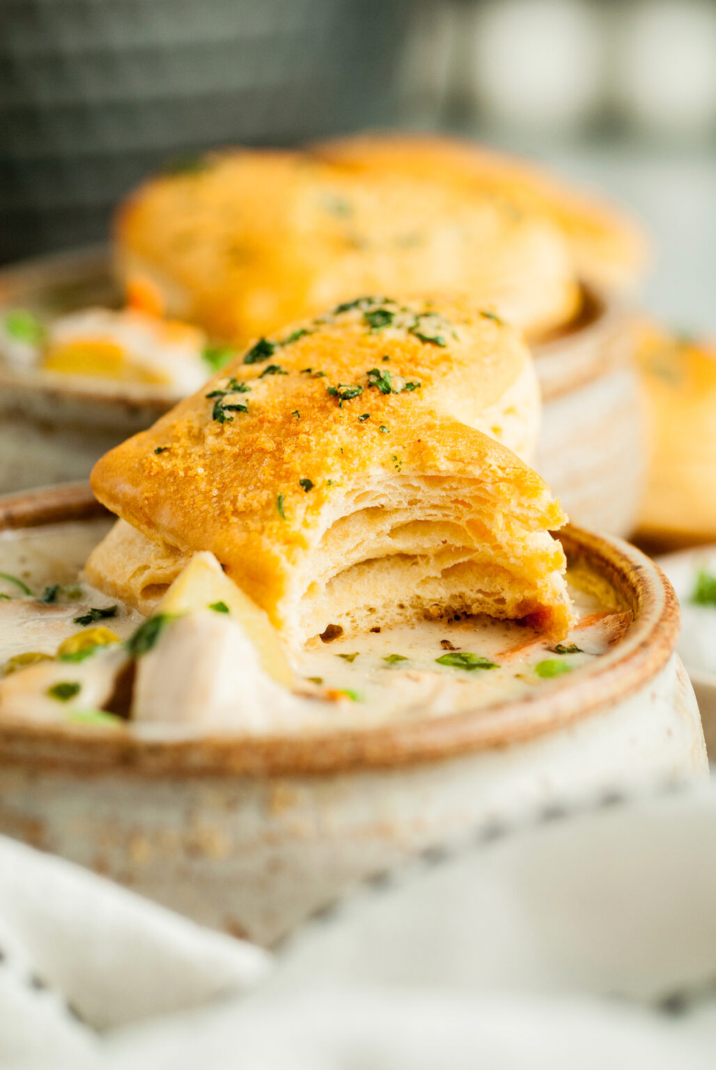 Chicken Pot Pie Soup with Biscuit Topping xoxoBella