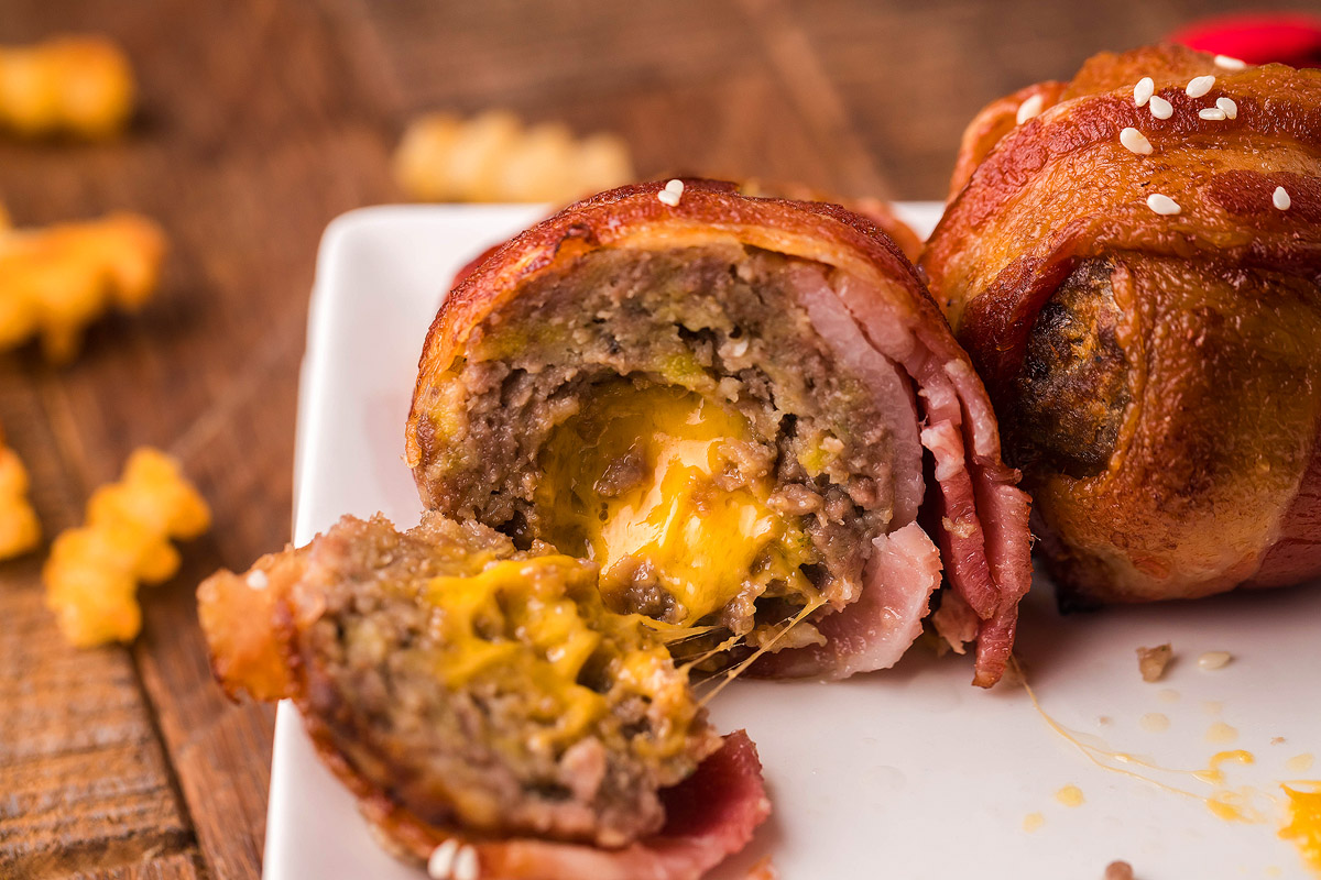 Air Fryer Bacon Wrapped Cheeseburger Bites - xoxoBella