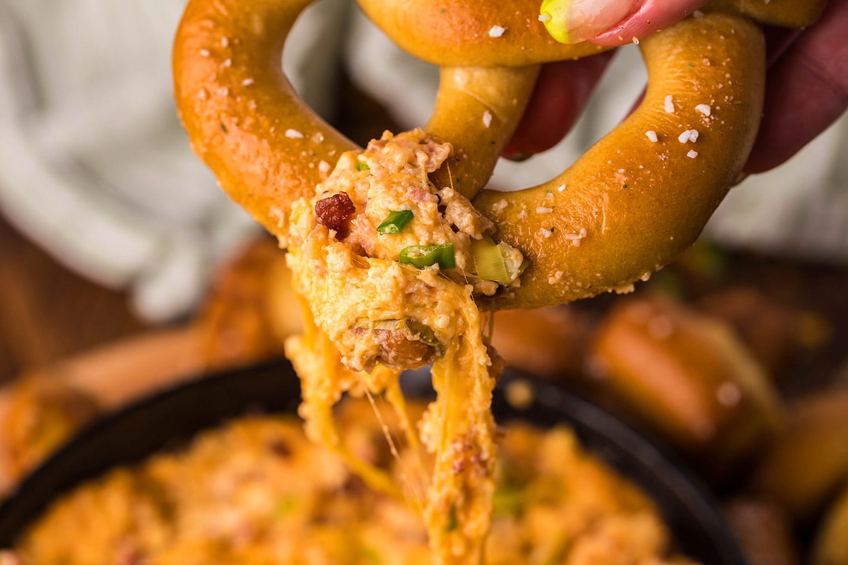 Smoked Gouda Bacon Cheddar Cheese Dip for Pretzels xoxoBella