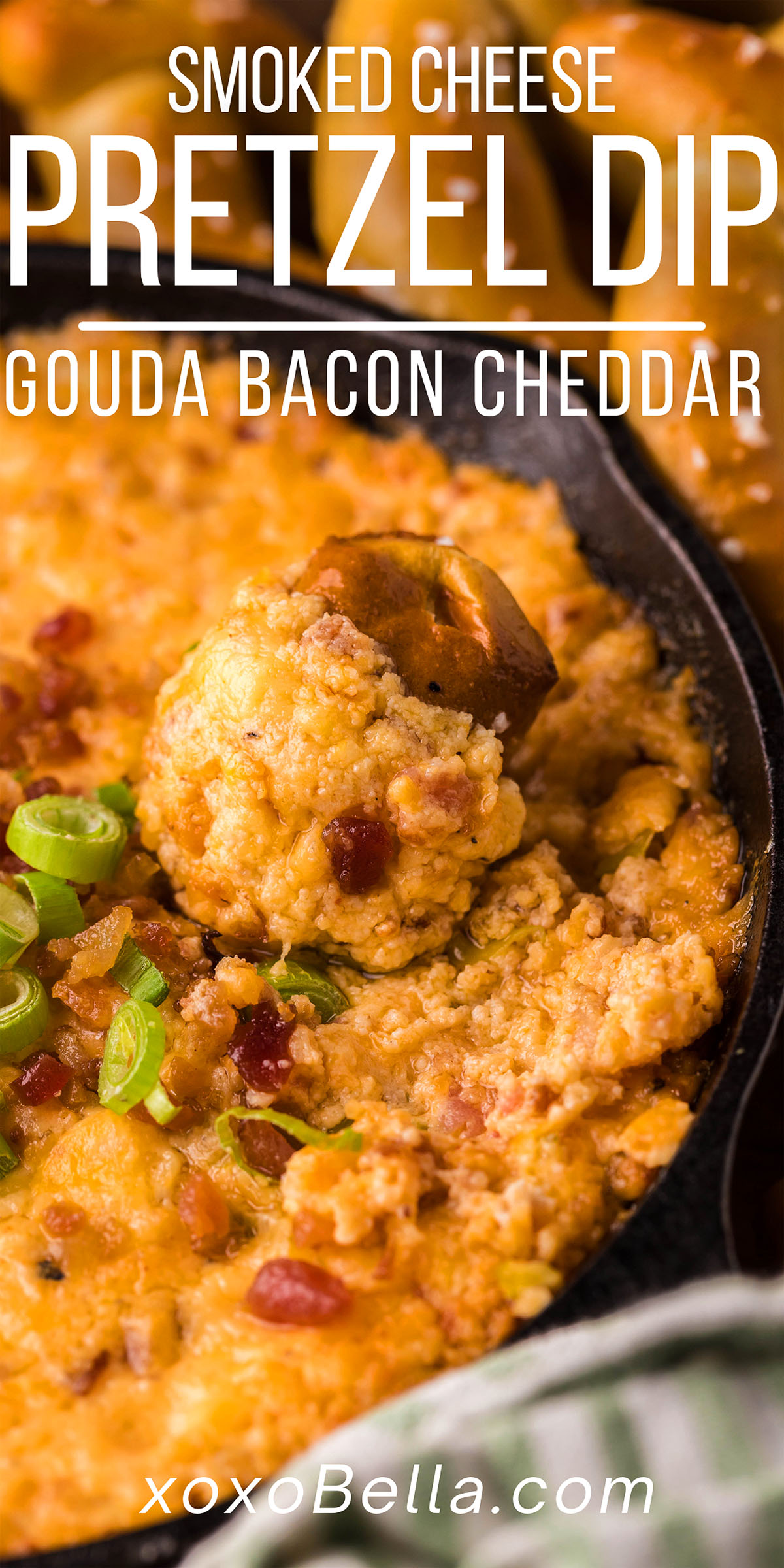 Smoked Gouda Bacon Cheddar Cheese Dip for Pretzels xoxoBella