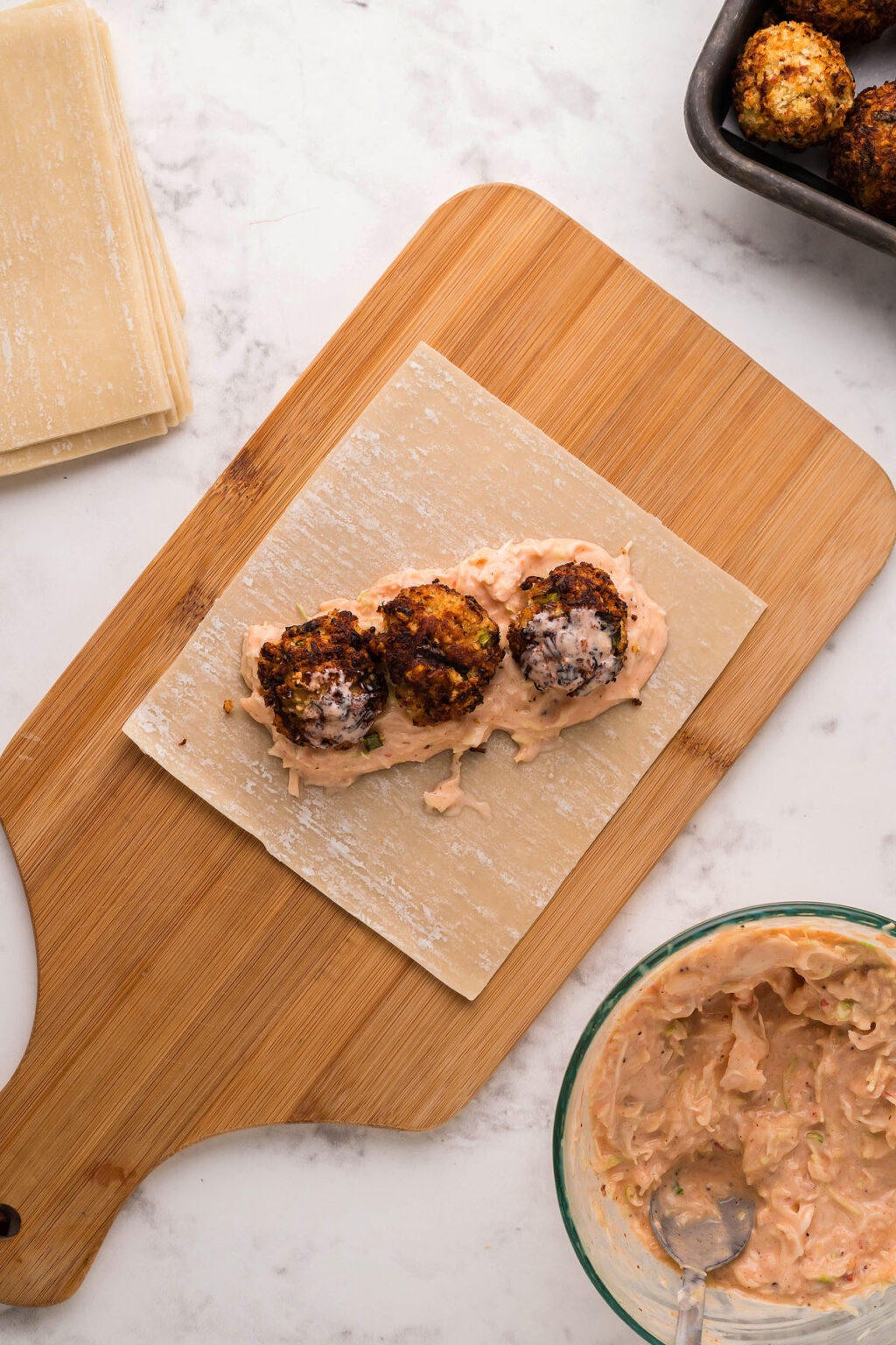 Air Fryer Crab Cake Egg Rolls with Fire Sauce xoxoBella