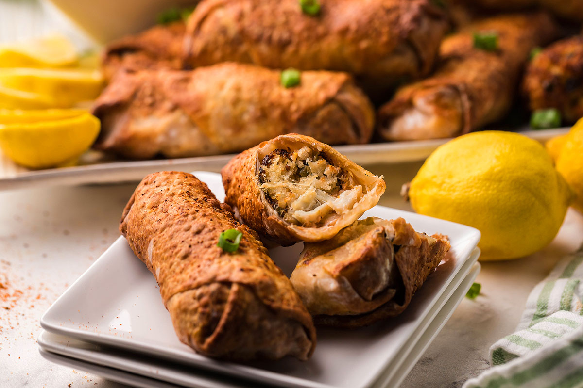Air Fryer Crab Cake Egg Rolls with Fire Sauce xoxoBella