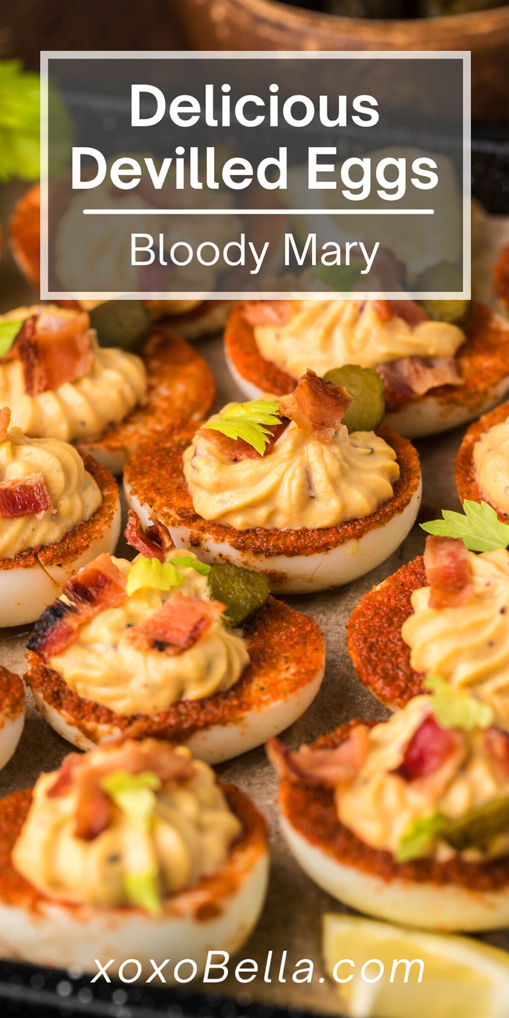 Delicious Bloody Mary Deviled Eggs xoxoBella