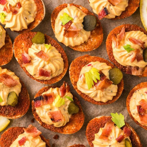 Delicious Bloody Mary Deviled Eggs xoxoBella