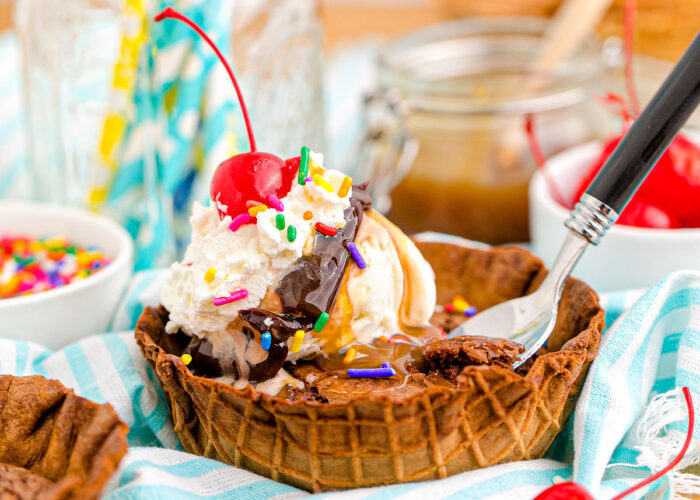 Easy Brownie Sundae Waffle Bowls xoxoBella