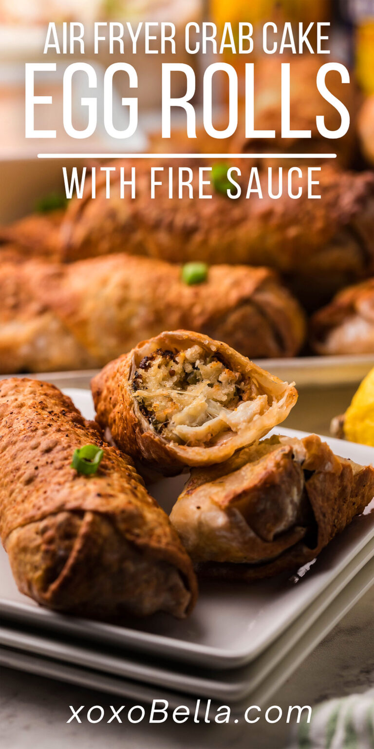 Air Fryer Crab Cake Egg Rolls with Fire Sauce xoxoBella