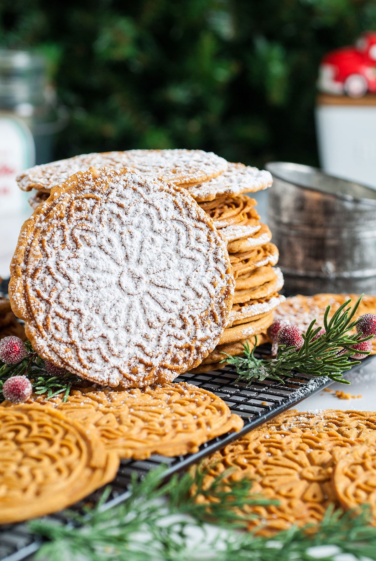 Food blogger, Bella Bucchiotti of xoxoBella, shares a gingerbread pizzelle recipe. This thin waffle like Italian Christmas cookie is a holiday tradition.