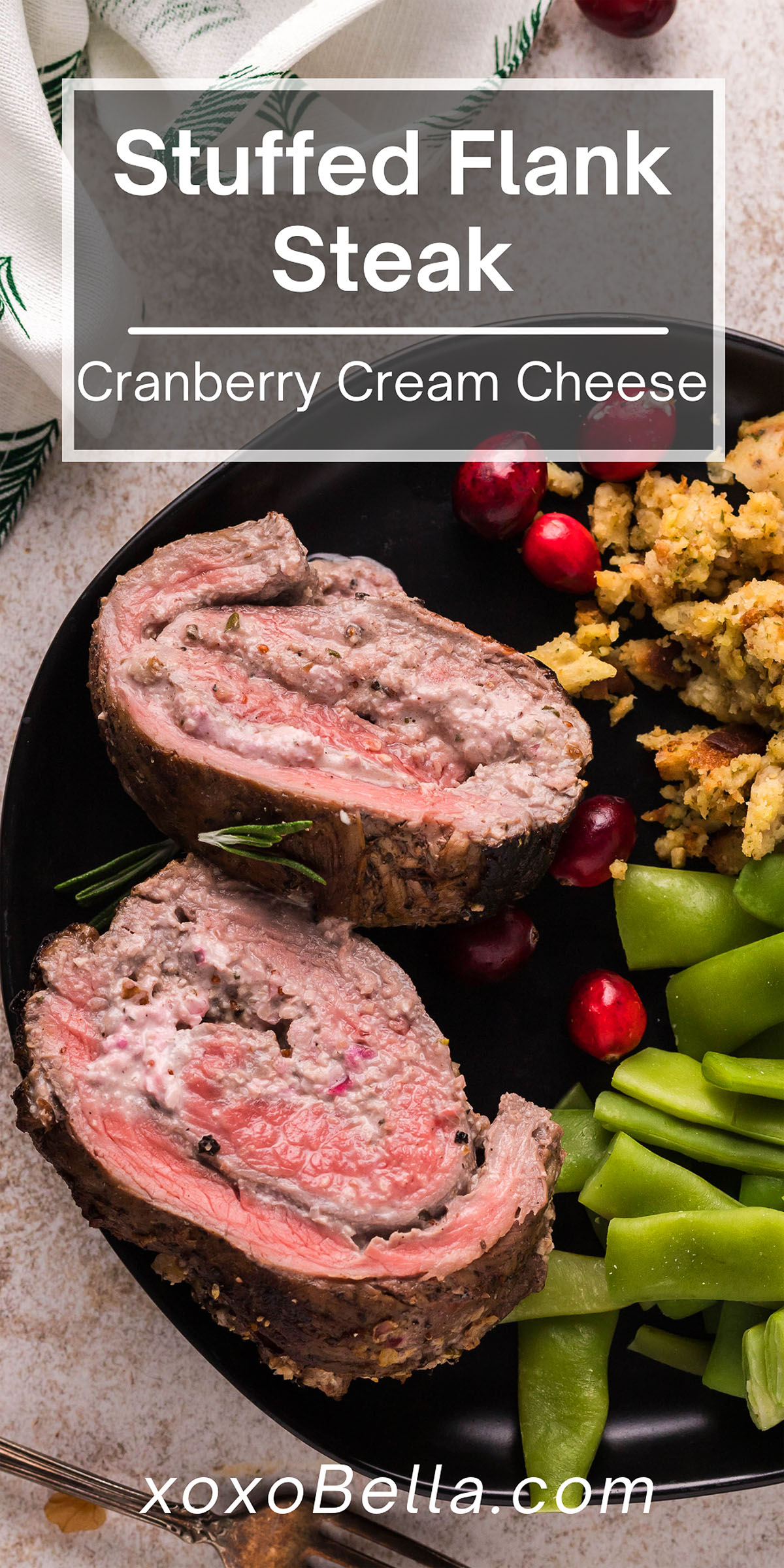 Cranberry Cream Cheese Stuffed Flank Steak xoxoBella