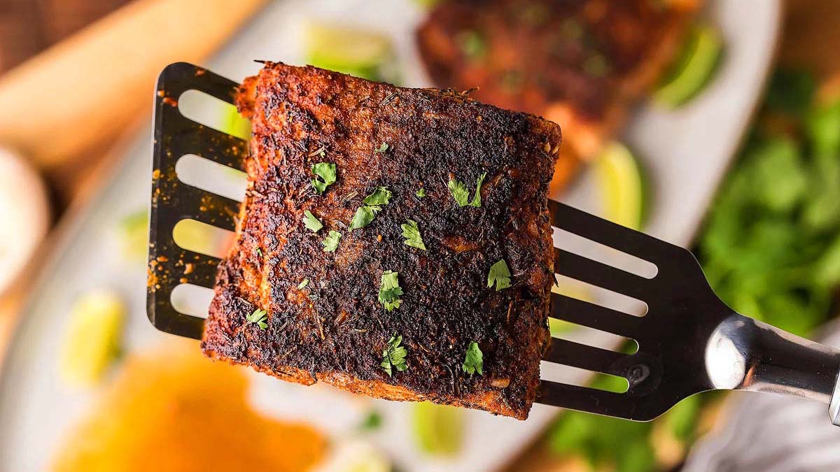 Mahi mahi on a spatula.