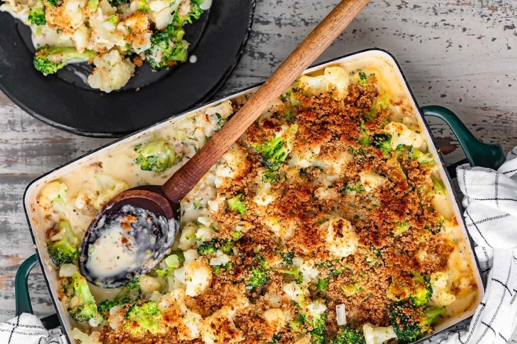 A pan of cauliflower gratin.