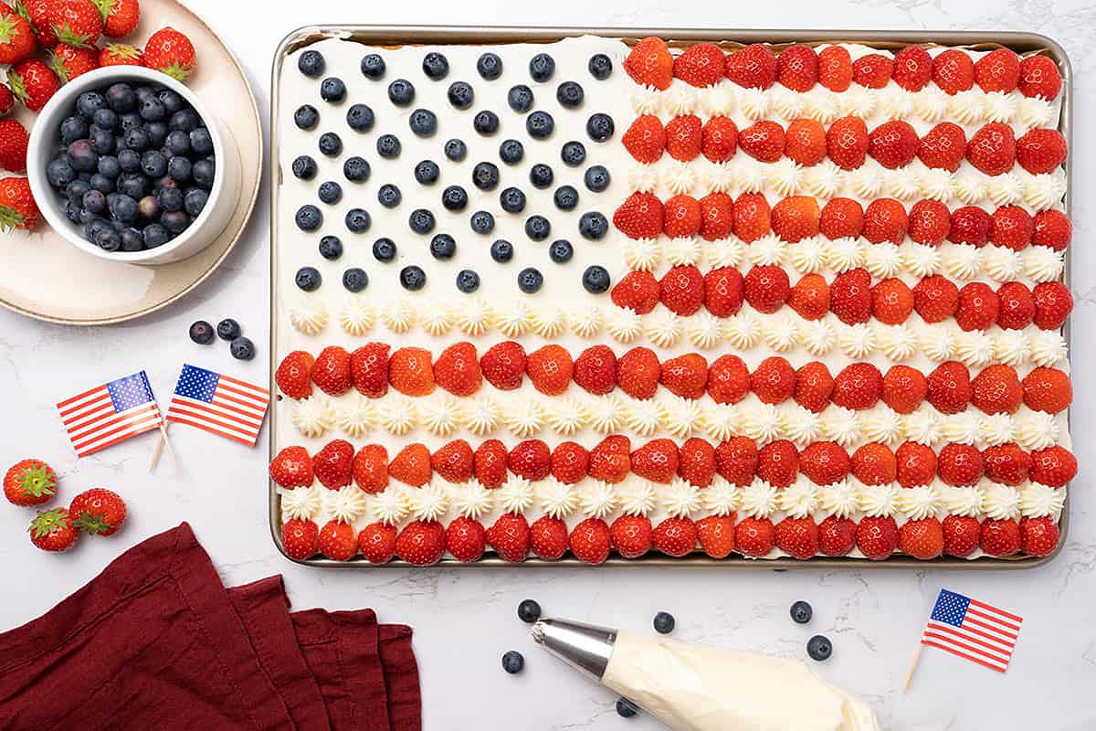 A sheet cake decorated like a flag.
