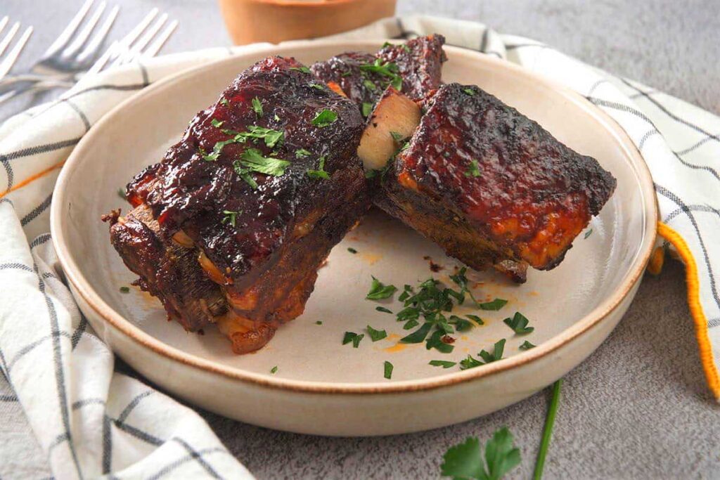 A rack of bison short ribs.