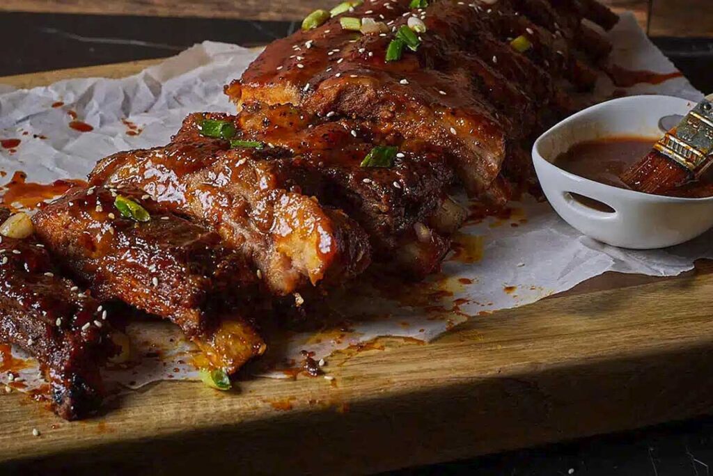 A rack of sticky korean ribs.