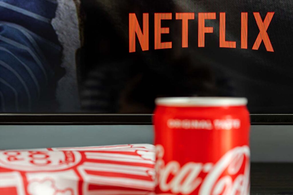 Netflix logo on digital tv screen.