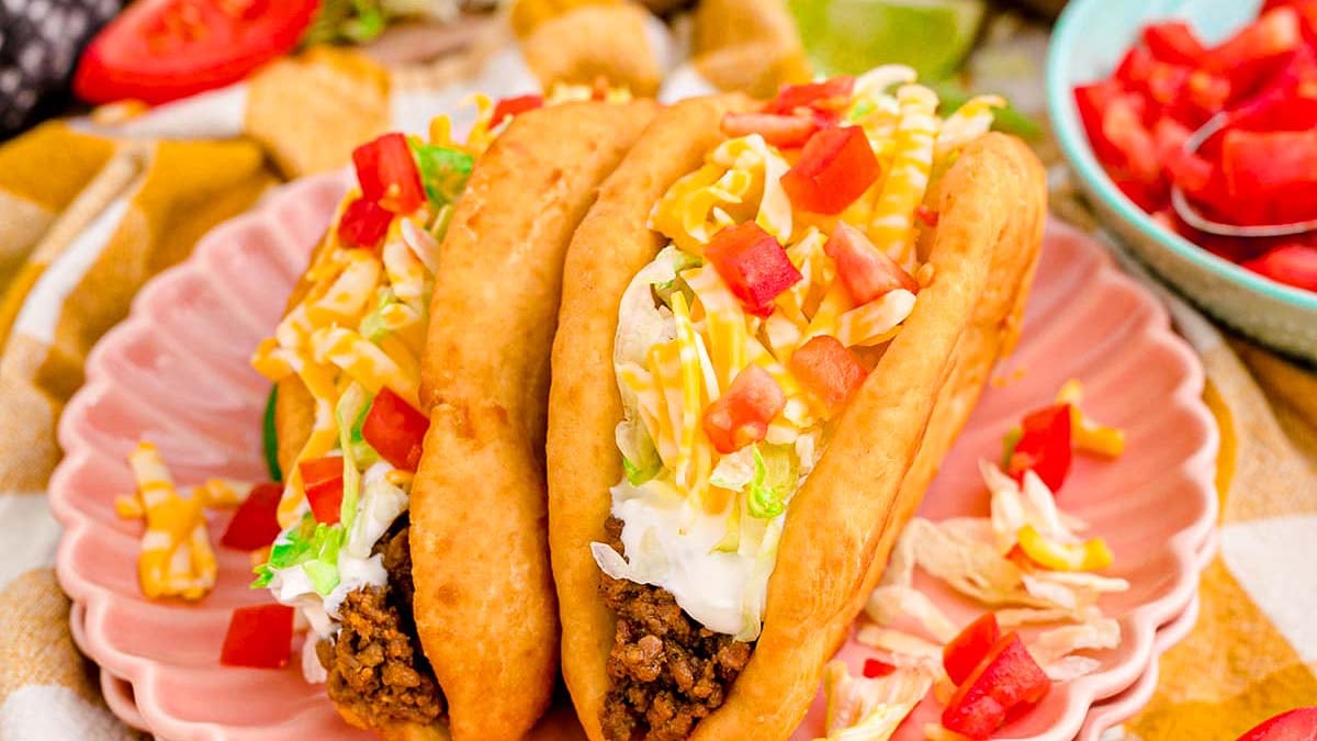 Homemade chalupas on a plate.