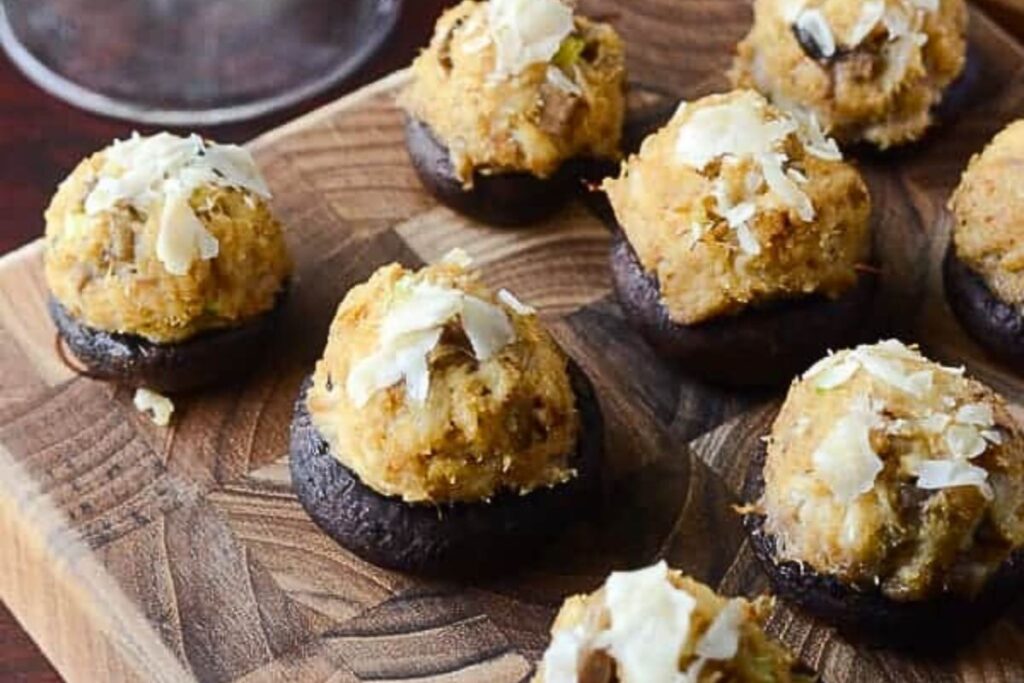 Crab cake stuffed mushroom caps.