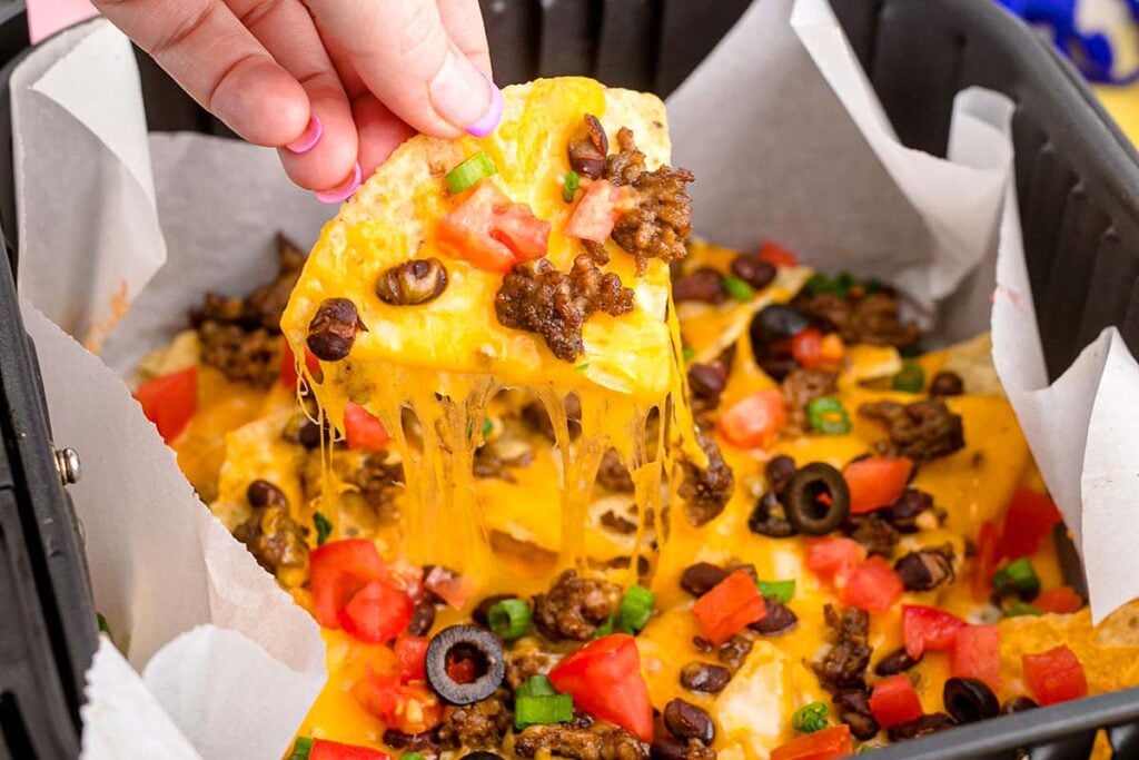 Nachos in an air fryer.