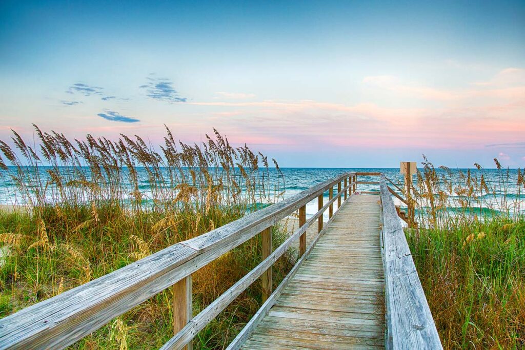 Public Beach access on Kure Beach on North Carolina's Atlantic coast.