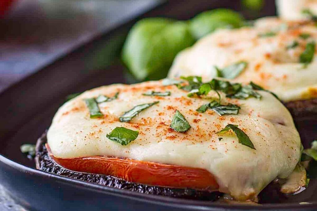 Caprese stuffed portobello mushrooms.