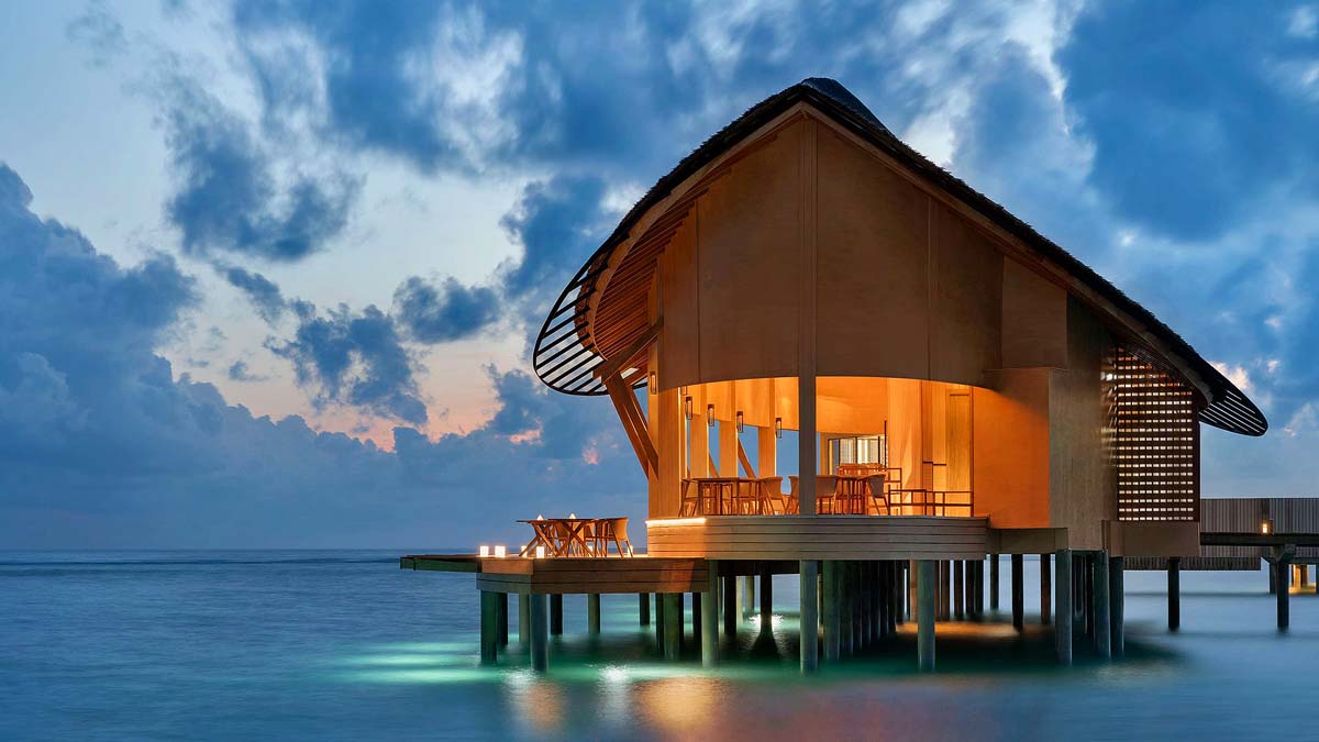 Over water bungalow at the Hilton Maldives.