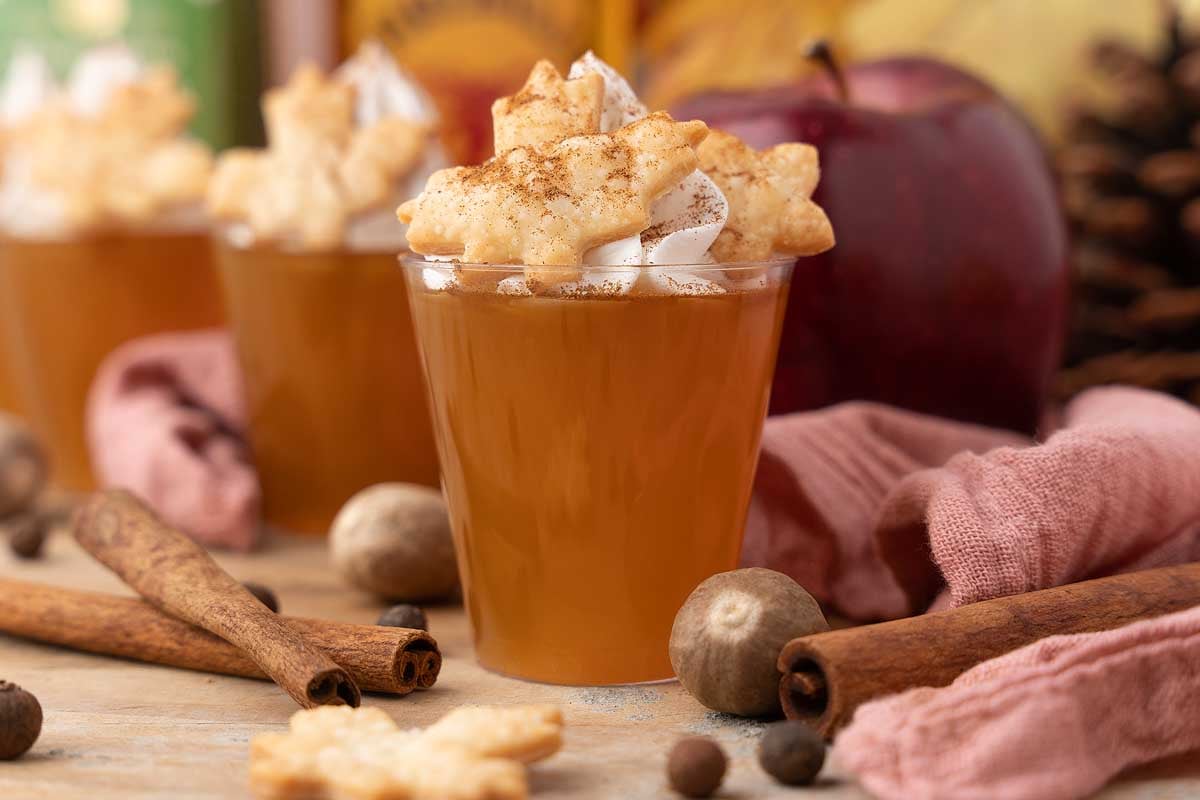 A shooter with leaf garnish.