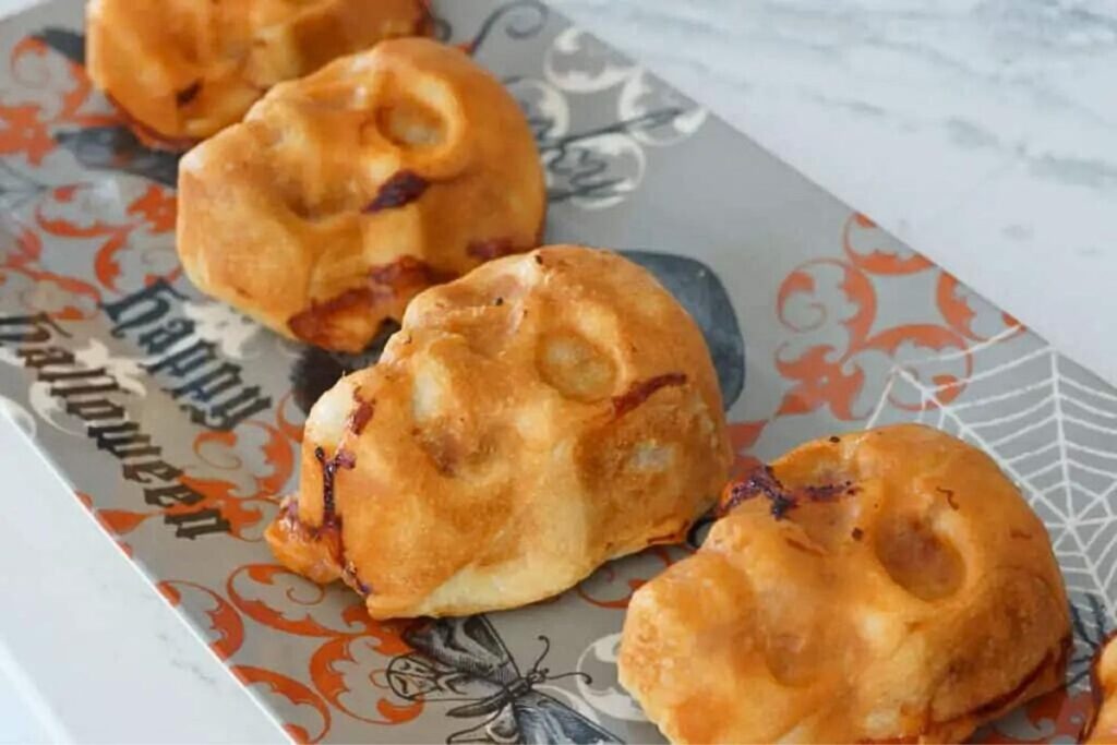 Calzones in the shape of skulls.