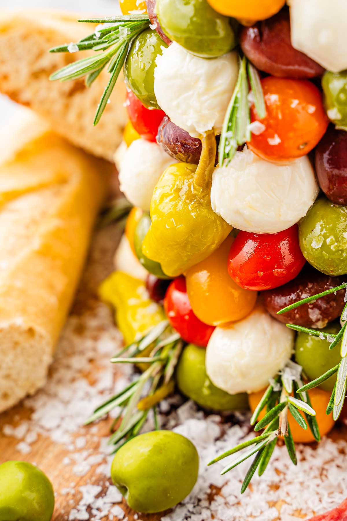 Bread and Italian meats with the antipasto appetizer.