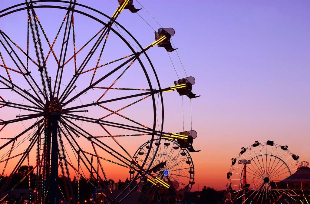 Carnival rides at the state fair.