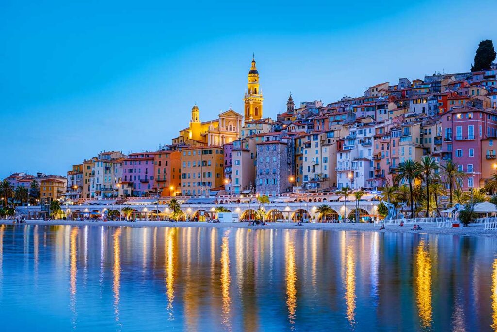 View on old part of Menton, Provence-Alpes-Cote d'Azur, France Europe during summer
