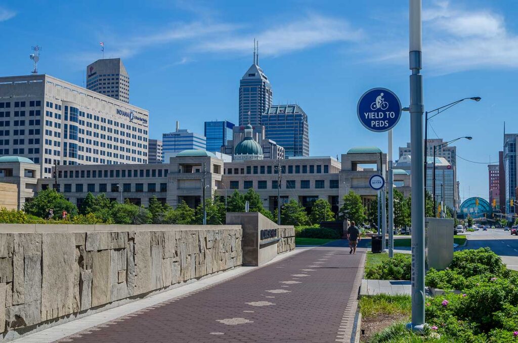 Cultural trail in downtown Indianapolis on August 22, 2015.