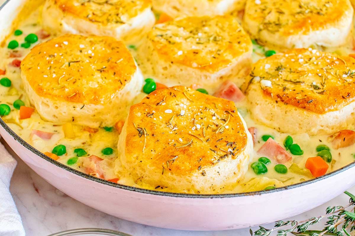 Leftover Ham Pot Pie with Biscuits xoxoBella