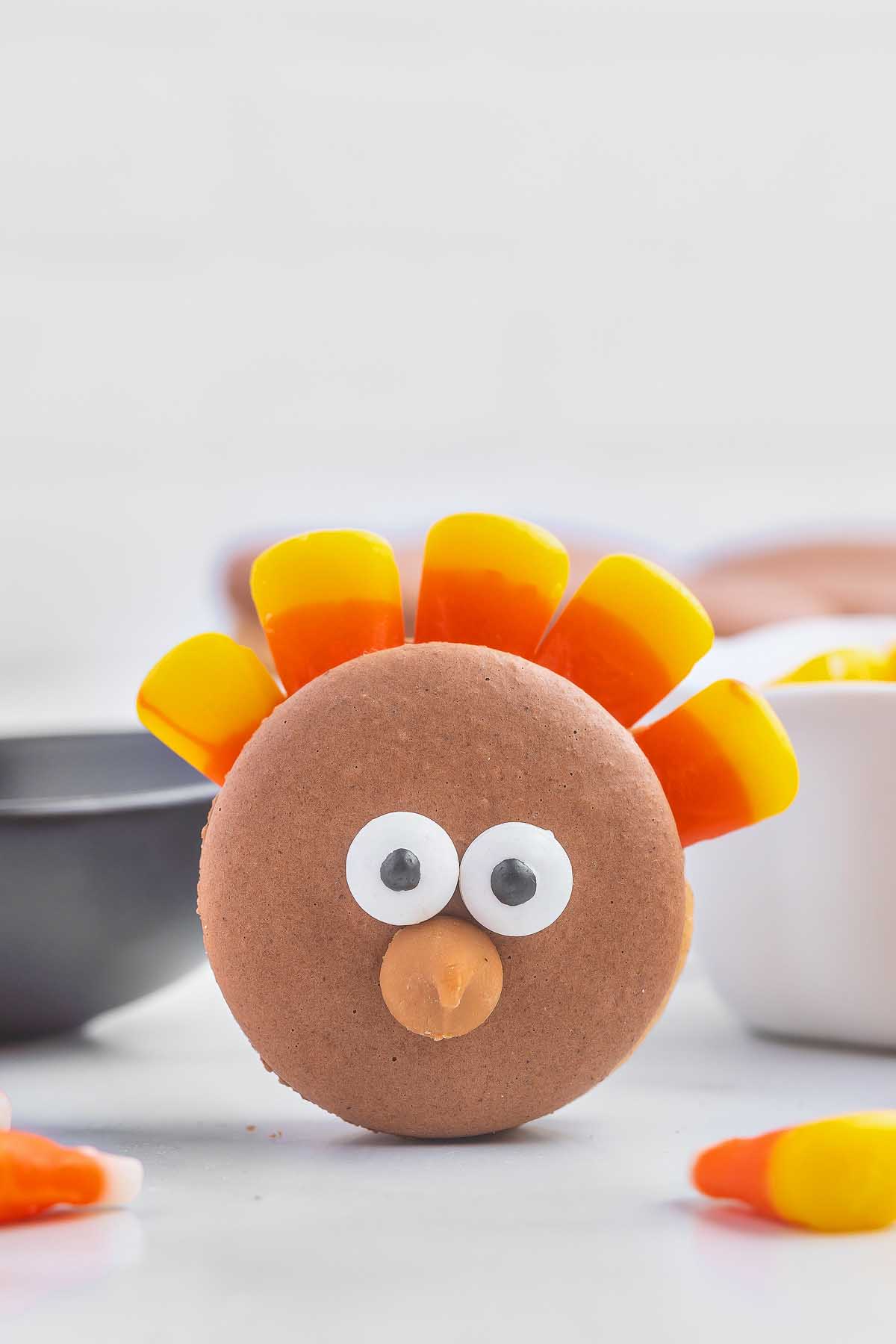 A turkey cookie with candy corn on it is a delightful and festive treat. Serve these cookies at your Thanksgiving gathering to impress your guests with their adorable turkey shape and sweet candy corn garnish.