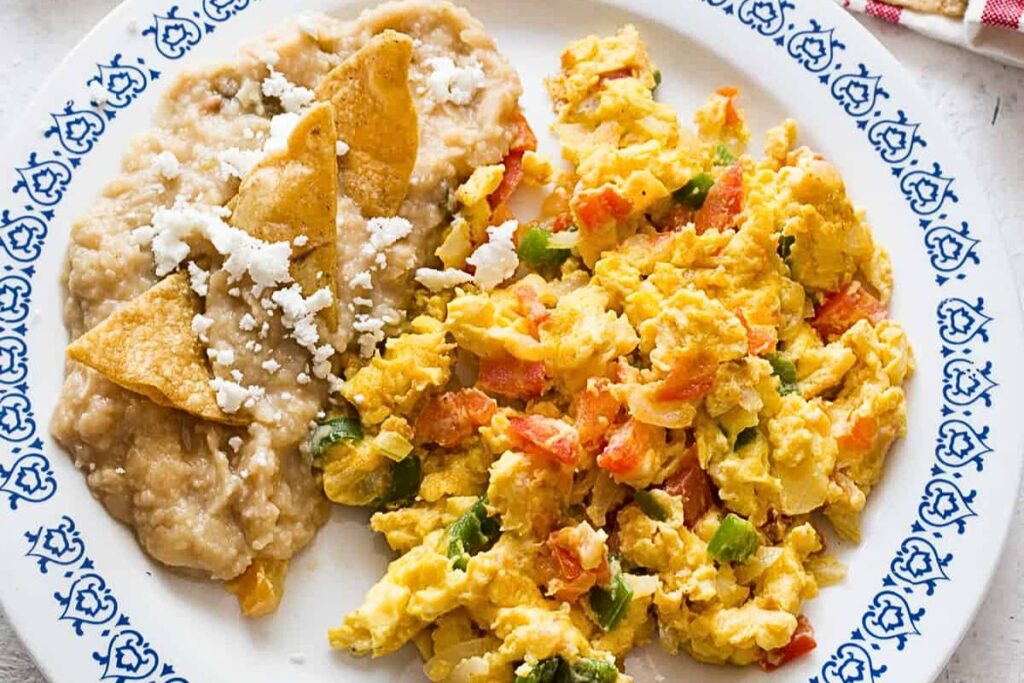 A plate of mexican scrambled eggs.