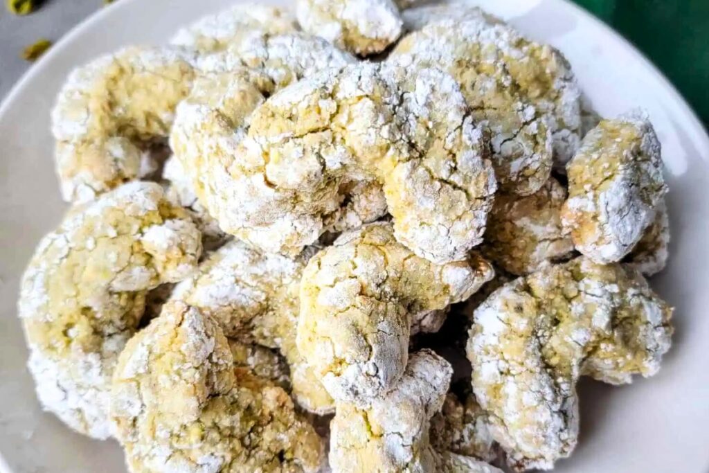 Plate of cookies with a snowy finish