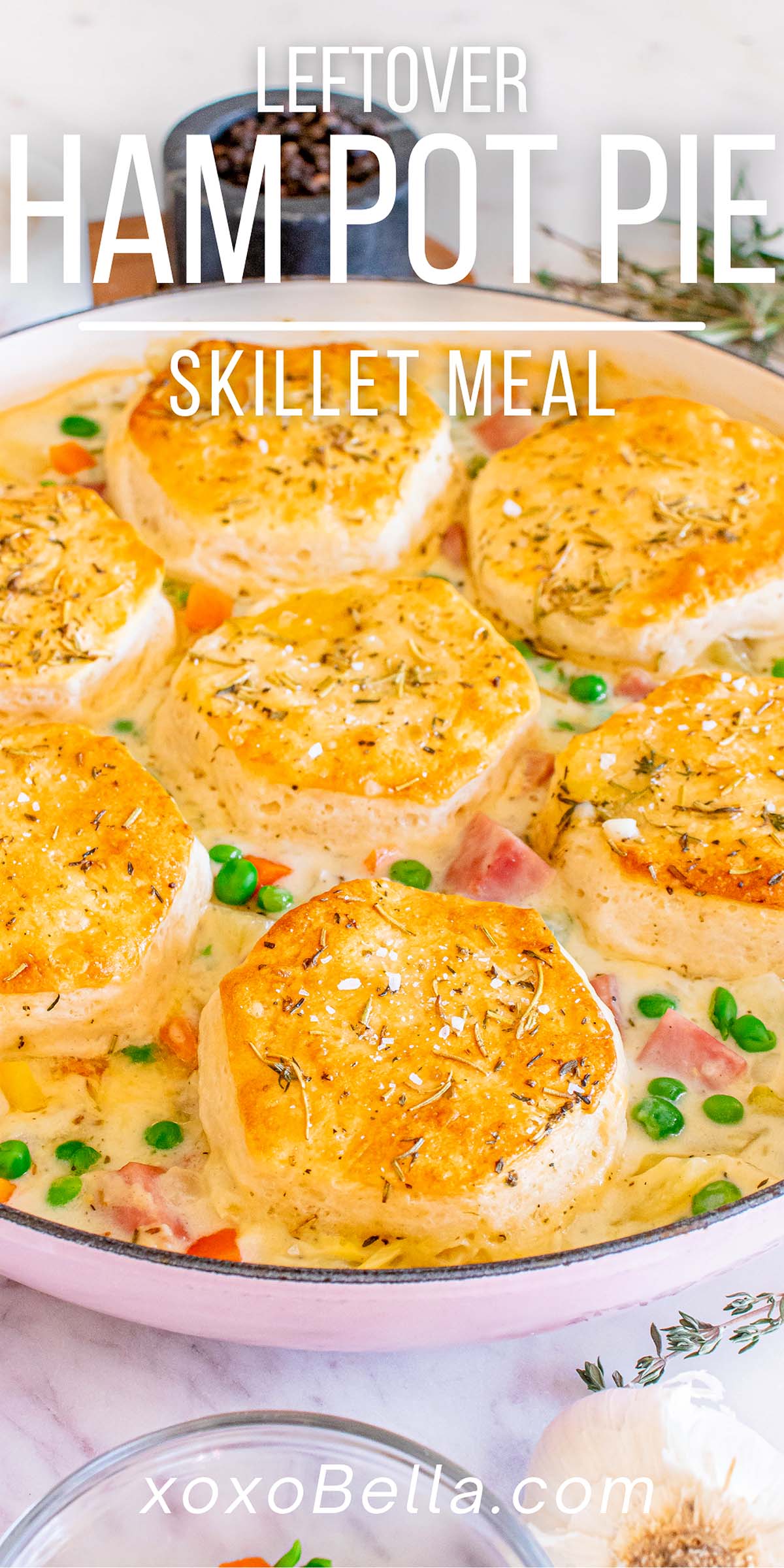 Leftover Ham Pot Pie with Biscuits xoxoBella