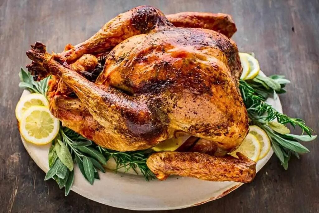 A turkey roasted with Italian herbs and spices.