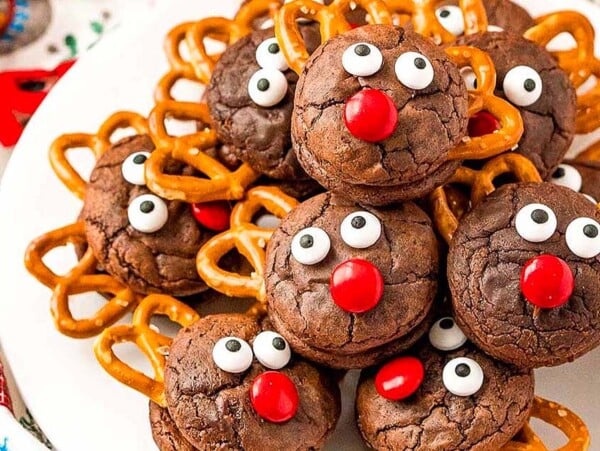 Reindeer shaped Christmas cookies.
