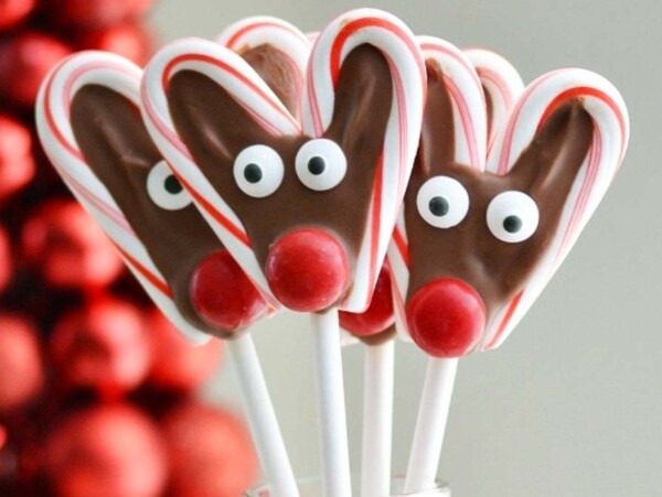 Candy Cane Reindeer Pops.