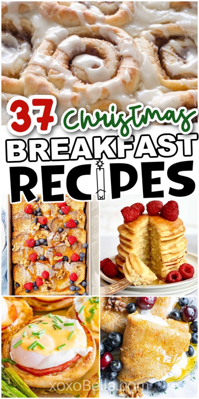Collage of various breakfast dishes for Christmas