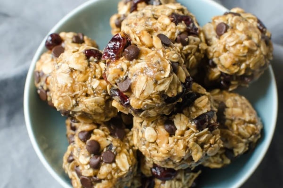 Delicious cranberry oatmeal bites served in a bowl.