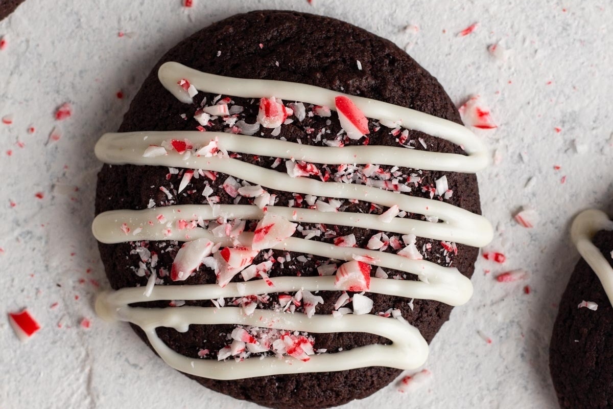 Peppermint cookies with candy canes.